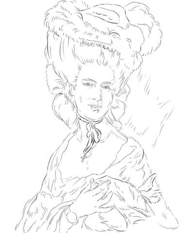 A Woman In Blue By Thomas Gainsborough Coloring Page